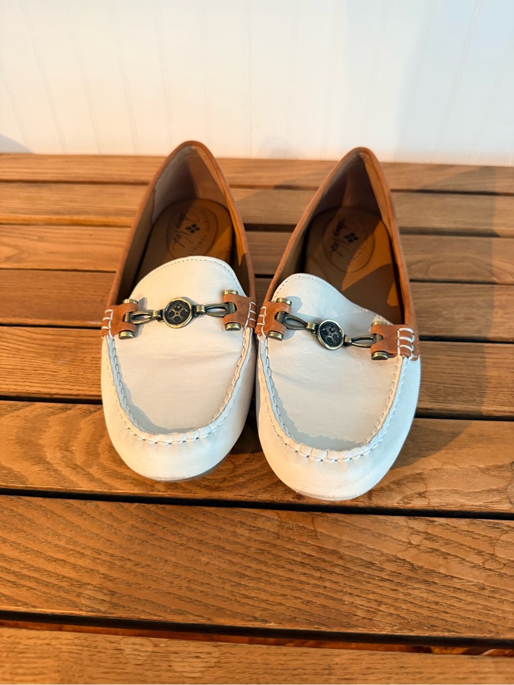 Patricia Nash Ivory and tan Leather Trevi loafers Sz 6.5 EUC - Picture 7 of 7